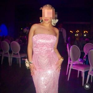 Elegant Custom Made Beaded Pink Strapless Dress